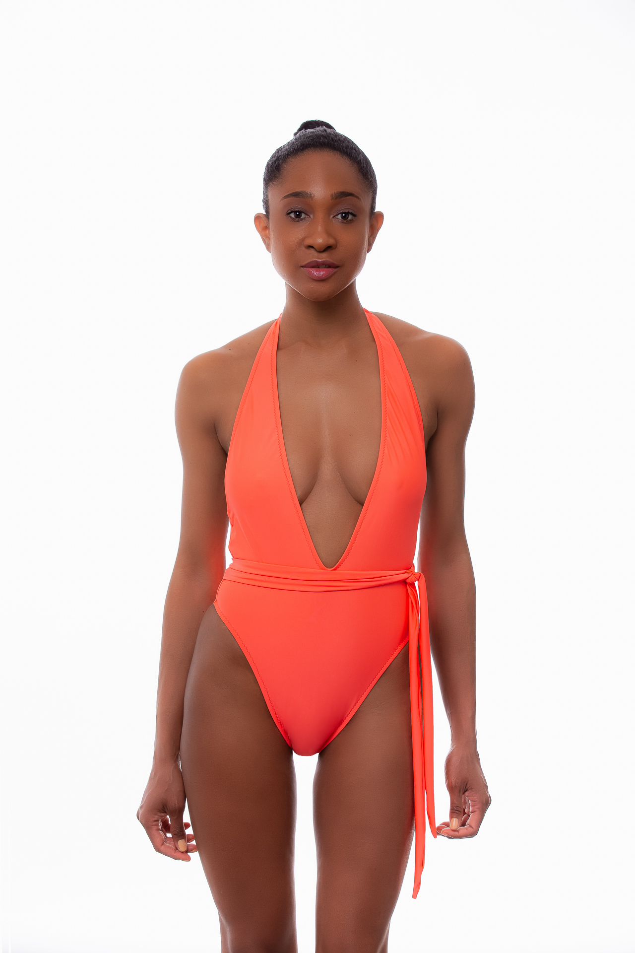 Lola One Piece Swimsuit In Coral Neon